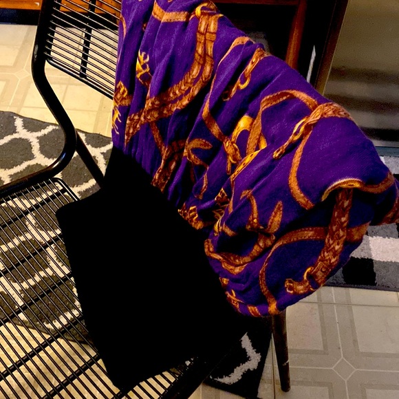 Ralph Lauren Equestrian Infinity Scarf Purple & Gold - Picture 1 of 4
